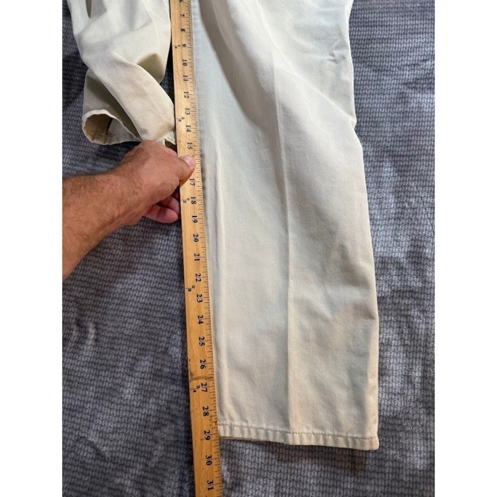 Savane Mens Pleated Front Chino Pants Stone Beige Cotton Twill Trousers 34X29 - Picture 7 of 8